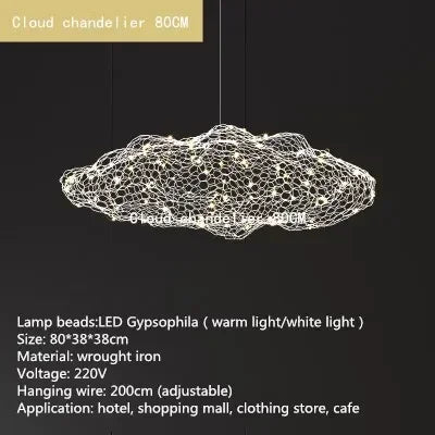 Danish Designer Pendant Lights LED Iron Mesh Cloud Chandeliers Staircase Industrial Loft Ceiling Lamps Corridor for Living Room