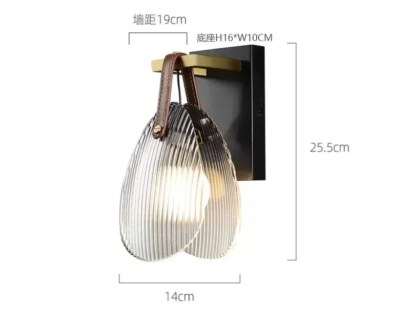 Modern Glass LED Wall Lamp Sconce Led Bedroom Wall Light Fixture for Home Decor Nordic Foyer Living Room Corridor E27 Luminaire
