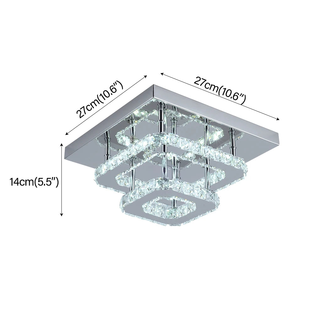 Modern LED Crystal Chandelier Lighting Mirror Rings  Ceiling Lamp for Living Room Kitchen Luminaire Home Decor Light Fixture