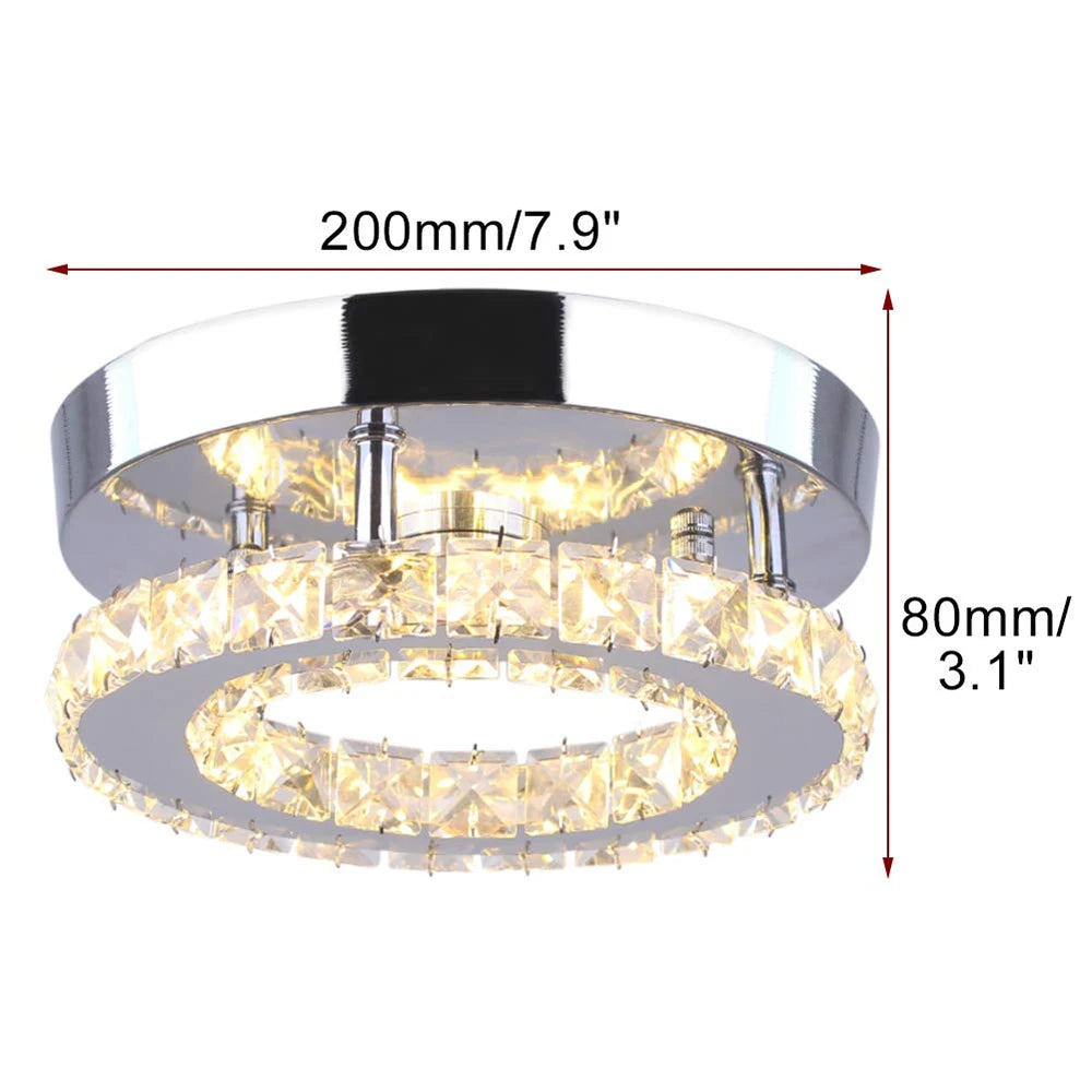 Modern LED Crystal Chandelier Lighting Mirror Rings  Ceiling Lamp for Living Room Kitchen Luminaire Home Decor Light Fixture