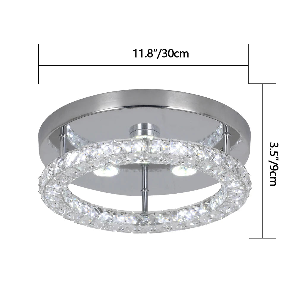Modern LED Crystal Chandelier Lighting Mirror Rings  Ceiling Lamp for Living Room Kitchen Luminaire Home Decor Light Fixture