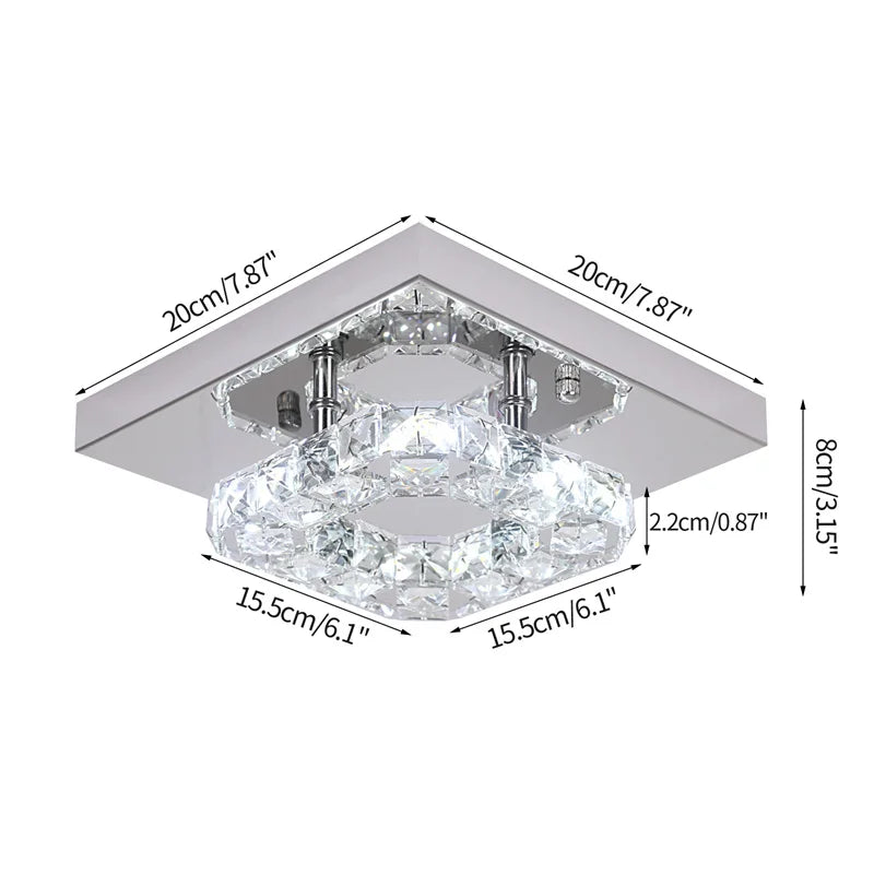 Modern LED Crystal Chandelier Lighting Mirror Rings  Ceiling Lamp for Living Room Kitchen Luminaire Home Decor Light Fixture