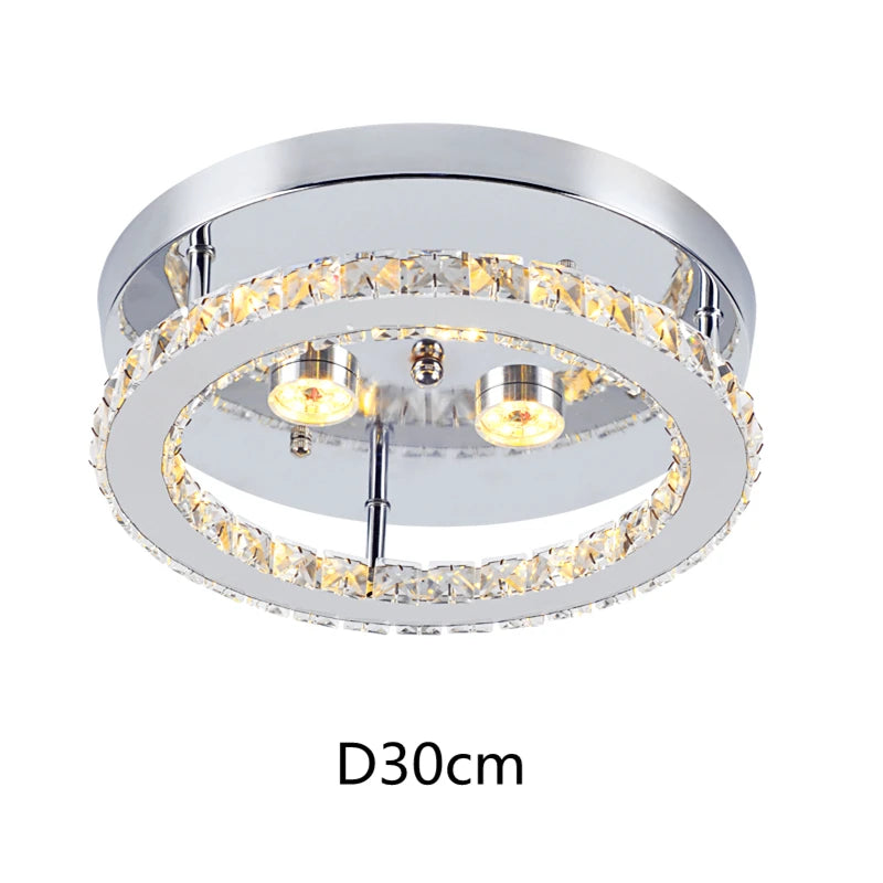 Modern LED Crystal Chandelier Lighting Mirror Rings  Ceiling Lamp for Living Room Kitchen Luminaire Home Decor Light Fixture