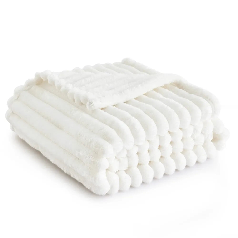 Bedsure GentleSoft White Throw Blanket for Couch - Cozy Blanket for Women, Cute Fleece Throws for Girls Sofa Couch Cover
