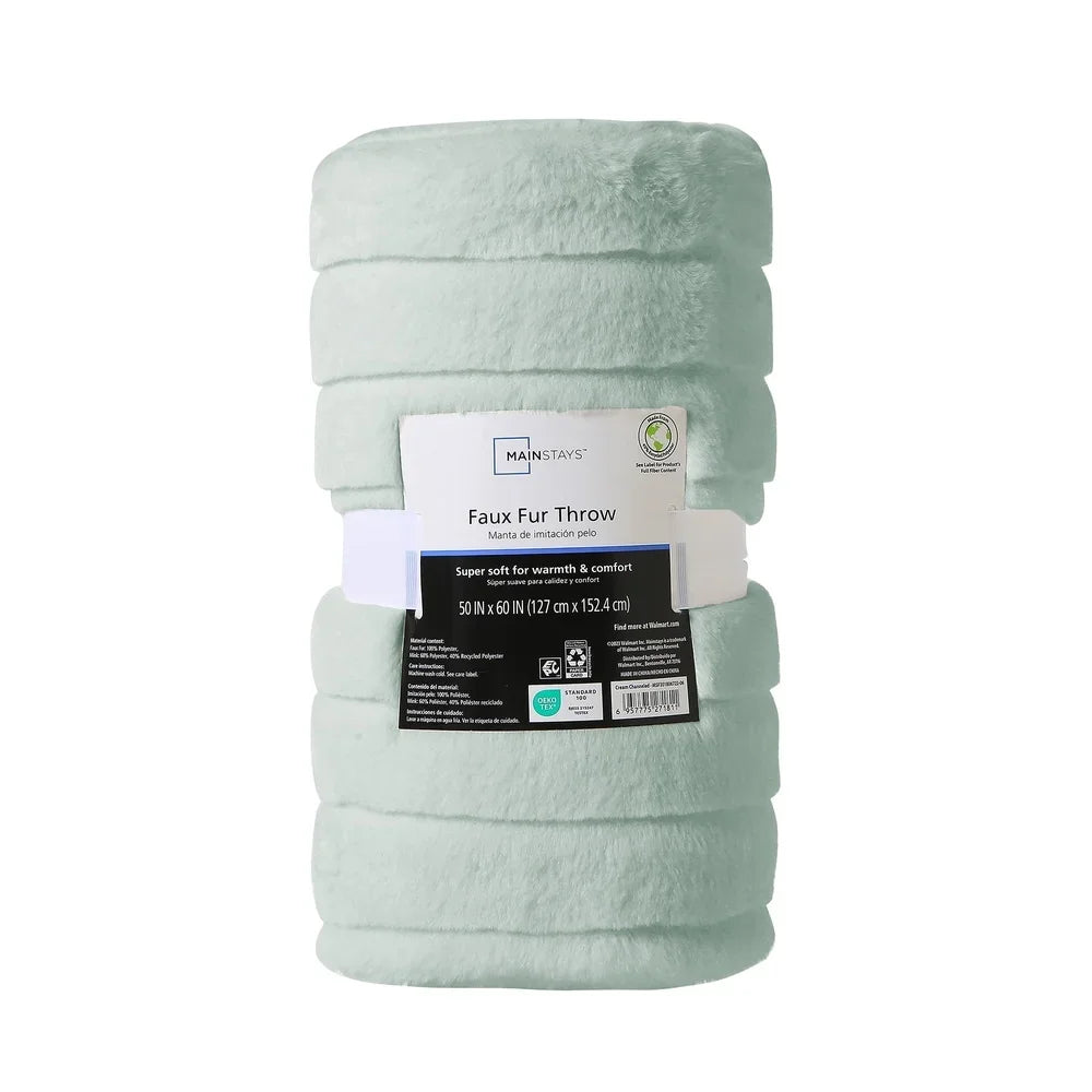 Luxury Soft Faux Fur Throw Blanket Reversible Micromink Adult Teen Bedding Suitable Couch or Bed Cozy Comfort Machine Washable