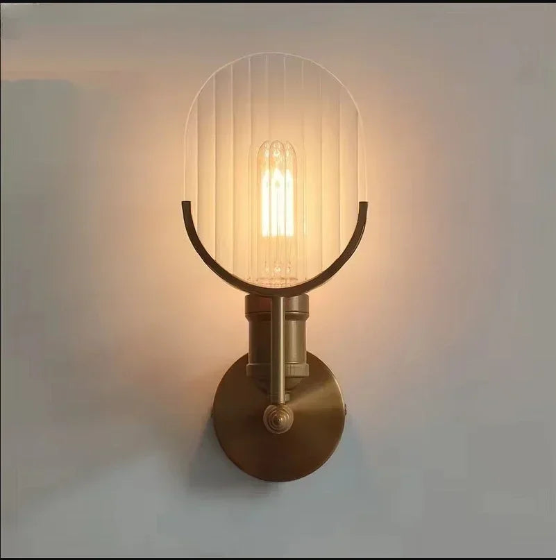 Modern Glass LED Wall Lamp Sconce Led Bedroom Wall Light Fixture for Home Decor Nordic Foyer Living Room Corridor E27 Luminaire