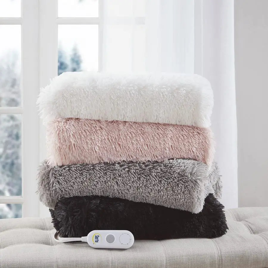Mila Shaggy Heated Throw Blanket Soft Faux Fur Heated Blanket, Fast Heating, Auto Shut Off Timer, Low EMF, 5 Heat Setting, ETL C