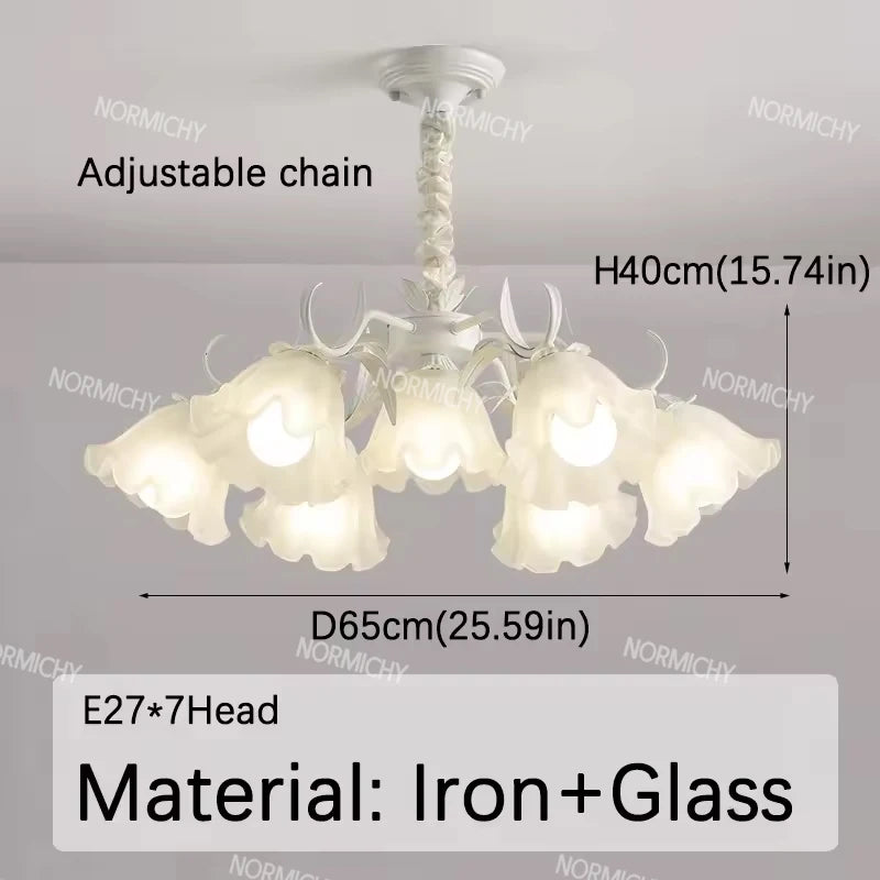 Special Promotions modern led white Flower glass suspended ceiling light Chandelier lustre Child room Bedroom Pendant lamps