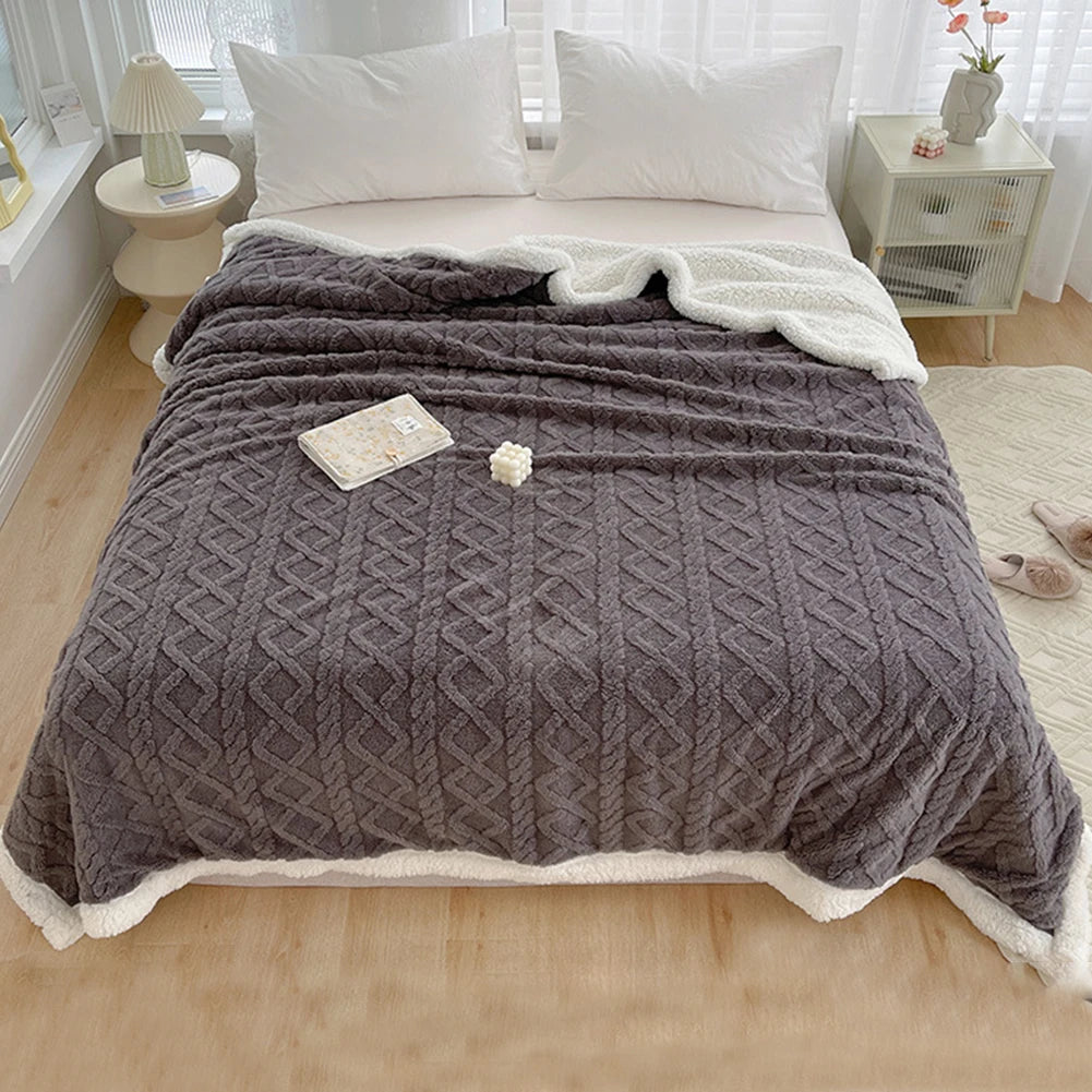 Lamb Fleece Throw Blanket Cozy Home Warm Sofa Blanket Winter Double Sided Throw Sofa Cover Thick Lamb Sleeping Blanket
