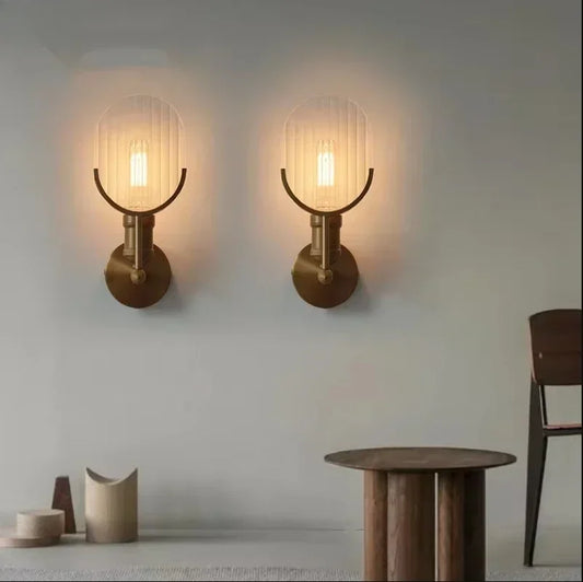 Modern Glass LED Wall Lamp Sconce Led Bedroom Wall Light Fixture for Home Decor Nordic Foyer Living Room Corridor E27 Luminaire