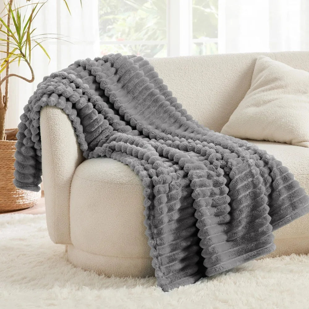 Bedsure GentleSoft White Throw Blanket for Couch - Cozy Blanket for Women, Cute Fleece Throws for Girls Sofa Couch Cover