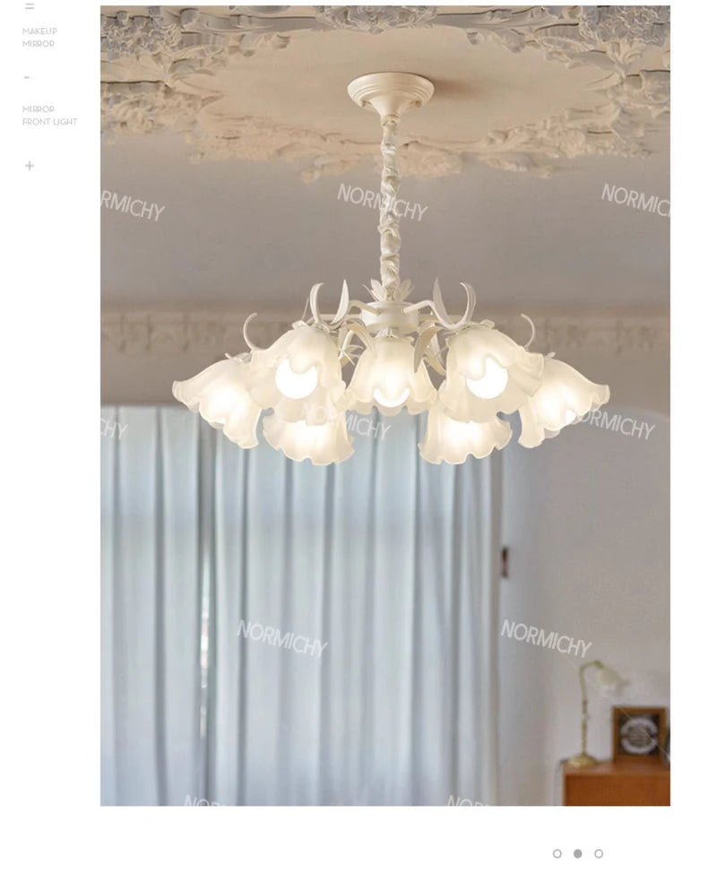 Special Promotions modern led white Flower glass suspended ceiling light Chandelier lustre Child room Bedroom Pendant lamps