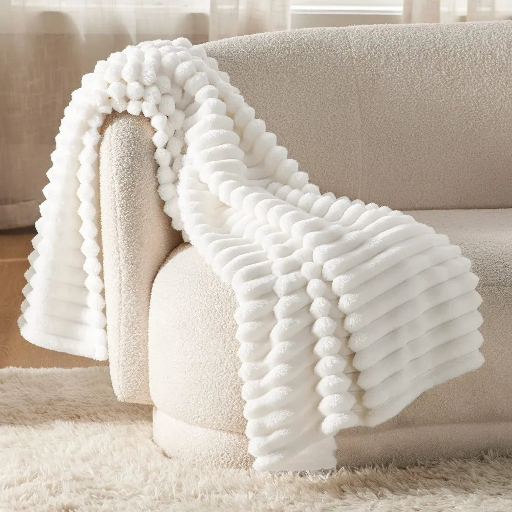 Bedsure GentleSoft White Throw Blanket for Couch - Cozy Blanket for Women, Cute Fleece Throws for Girls Sofa Couch Cover