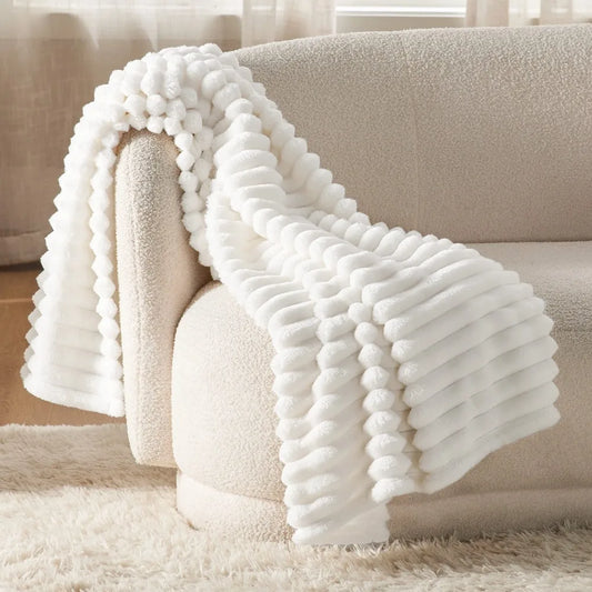 Bedsure GentleSoft White Throw Blanket for Couch - Cozy Blanket for Women, Cute Fleece Throws for Girls Sofa Couch Cover