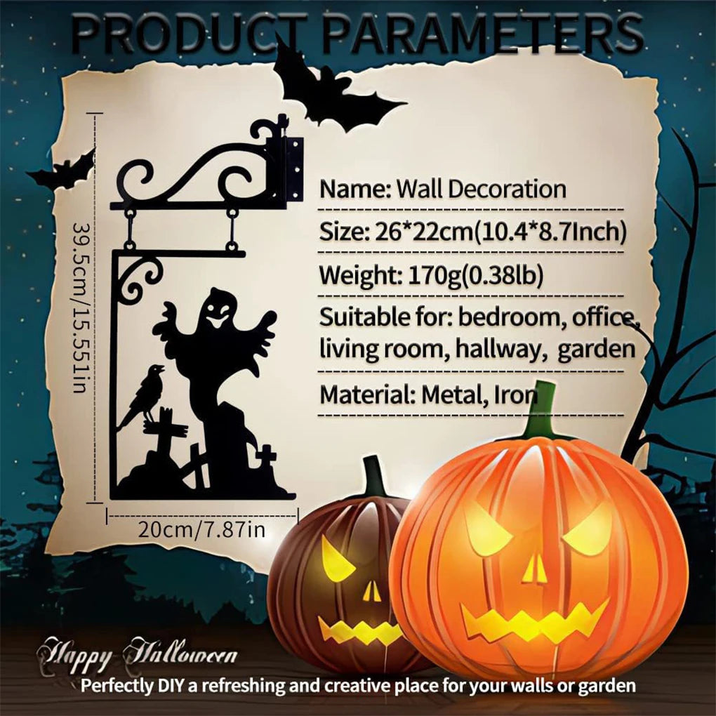 Classic Witch Silhouette Metal Garden Sign – Durable And Exquisite Craft Holes And Nails Corner Sign Cat