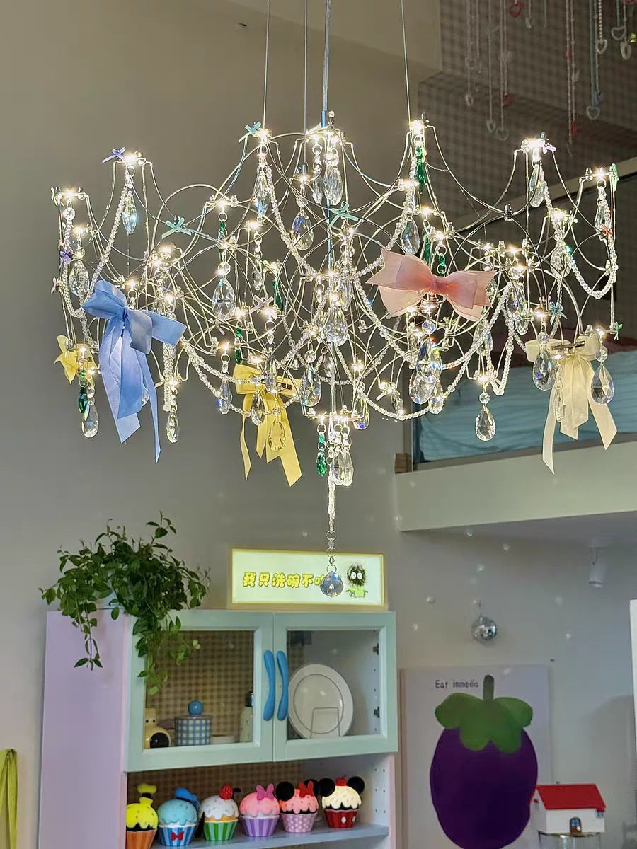 New Stainless Steel Crystal Ceiling Chandelier Led Lamps Living Room Personalized Firefly Shape Restaurant Villa Lights