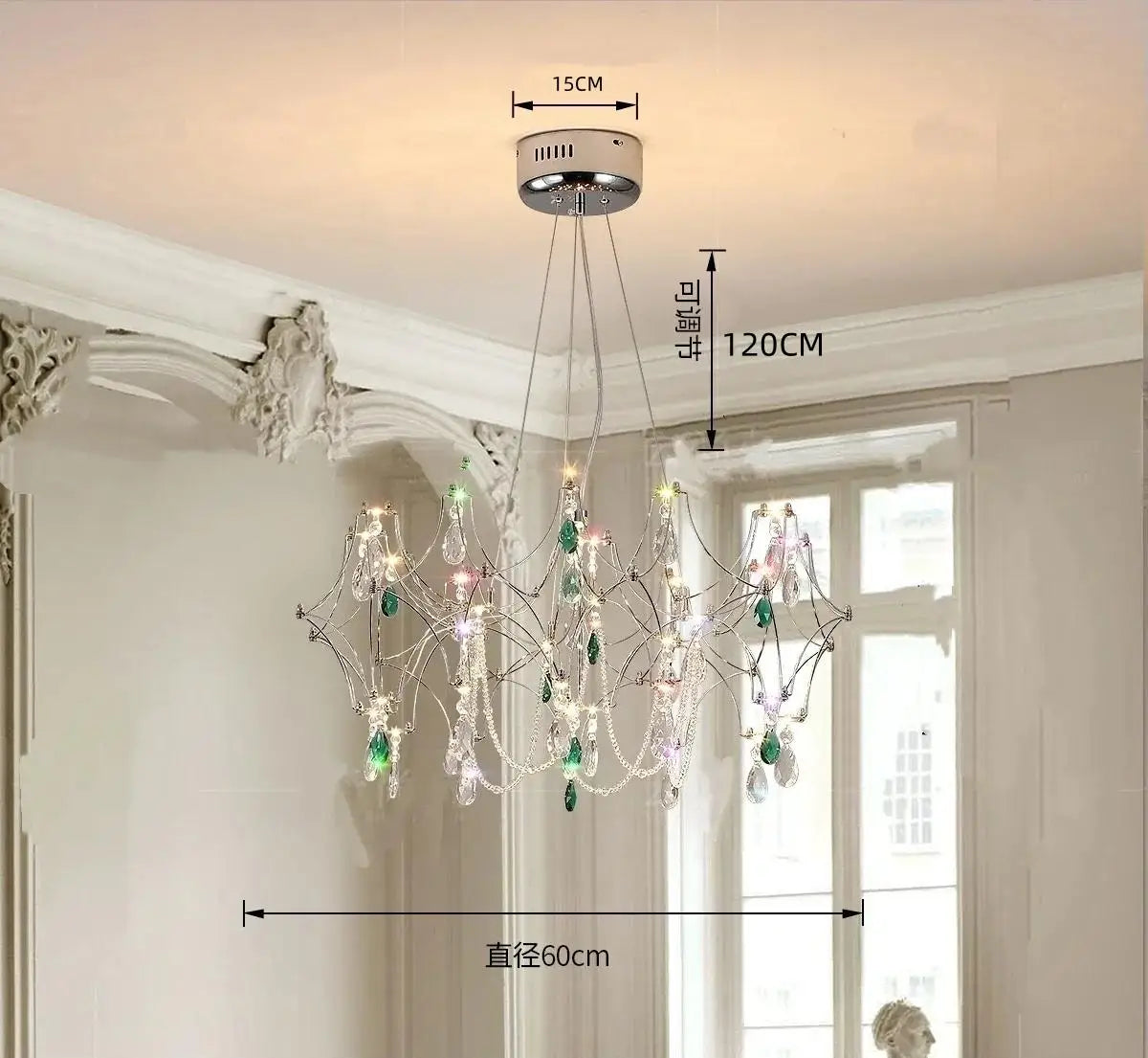 New Stainless Steel Crystal Ceiling Chandelier Led Lamps Living Room Personalized Firefly Shape Restaurant Villa Lights