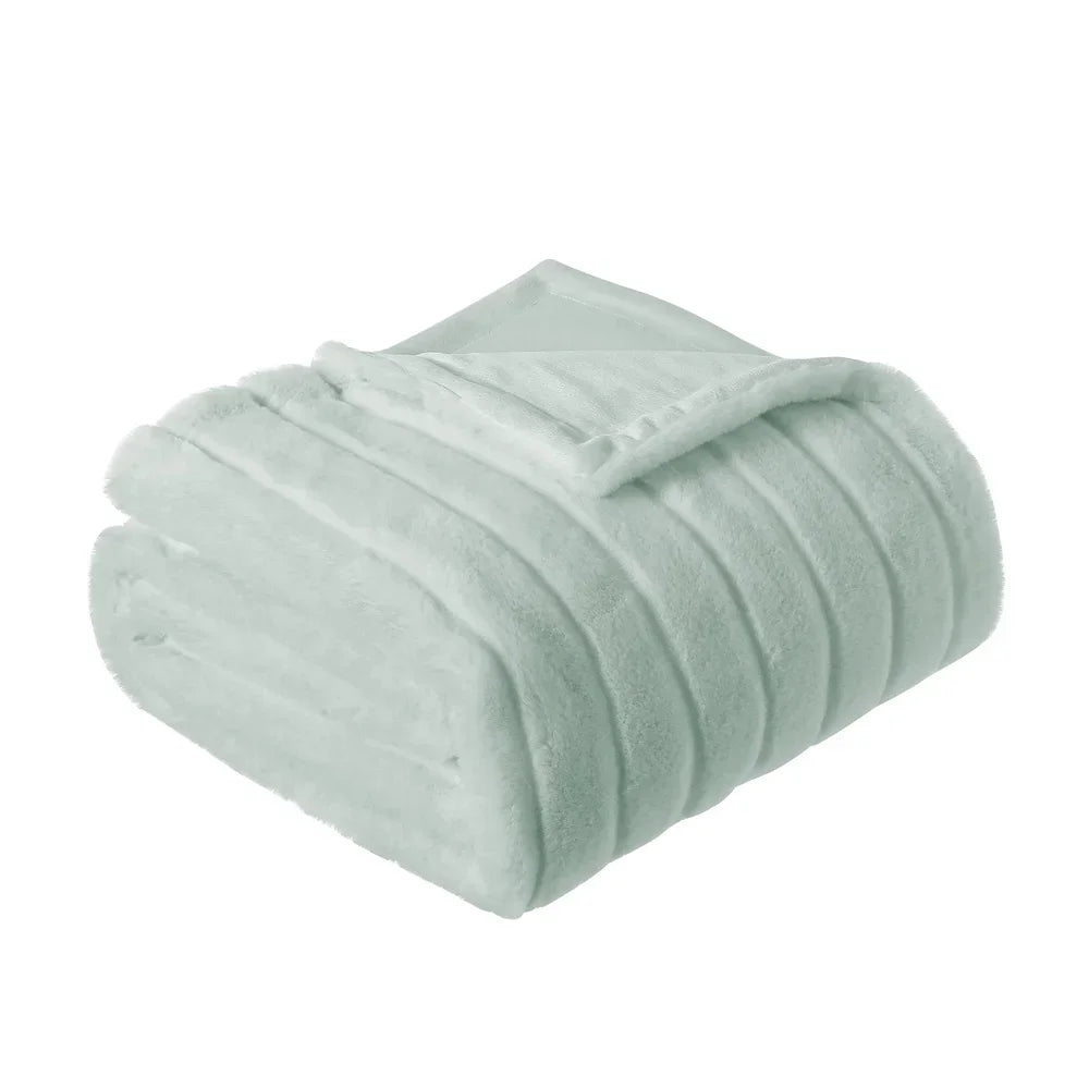 Luxury Soft Faux Fur Throw Blanket Reversible Micromink Adult Teen Bedding Suitable Couch or Bed Cozy Comfort Machine Washable