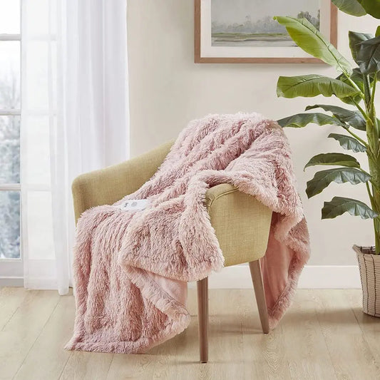Mila Shaggy Heated Throw Blanket Soft Faux Fur Heated Blanket, Fast Heating, Auto Shut Off Timer, Low EMF, 5 Heat Setting, ETL C