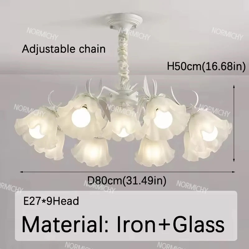 Special Promotions modern led white Flower glass suspended ceiling light Chandelier lustre Child room Bedroom Pendant lamps