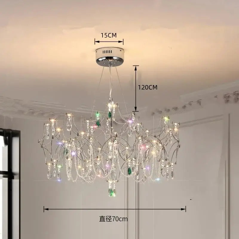 New Stainless Steel Crystal Ceiling Chandelier Led Lamps Living Room Personalized Firefly Shape Restaurant Villa Lights
