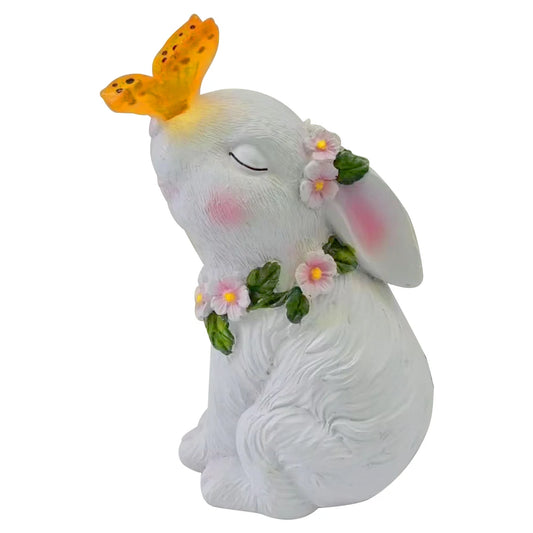 Solar Rabbit Light Rabbits Sculptures Light Waterproof Cute Rabbit Figurine Resin Cartoon for Outdoor Garden Decor