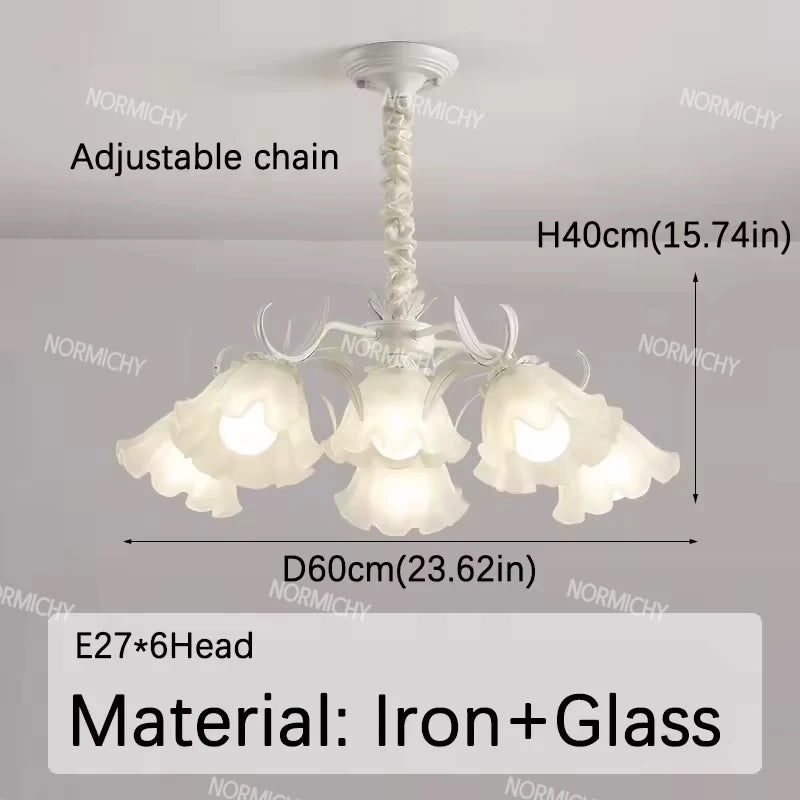 Special Promotions modern led white Flower glass suspended ceiling light Chandelier lustre Child room Bedroom Pendant lamps