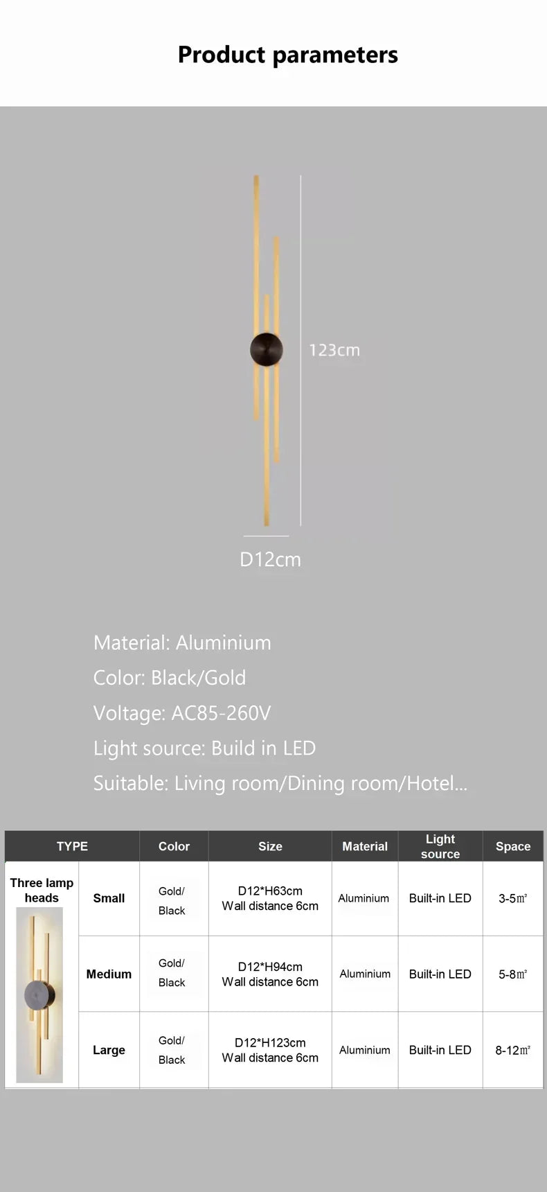 LED Modern Long Wall Lamp Living Room  Dining Room Loft Wall Mounted Sconce Decoration Bedroom Bedside Light Staircase Fixture