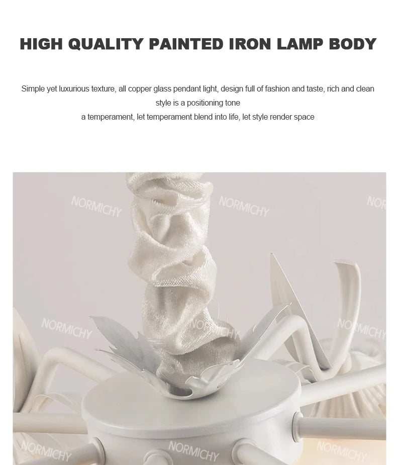 Special Promotions modern led white Flower glass suspended ceiling light Chandelier lustre Child room Bedroom Pendant lamps