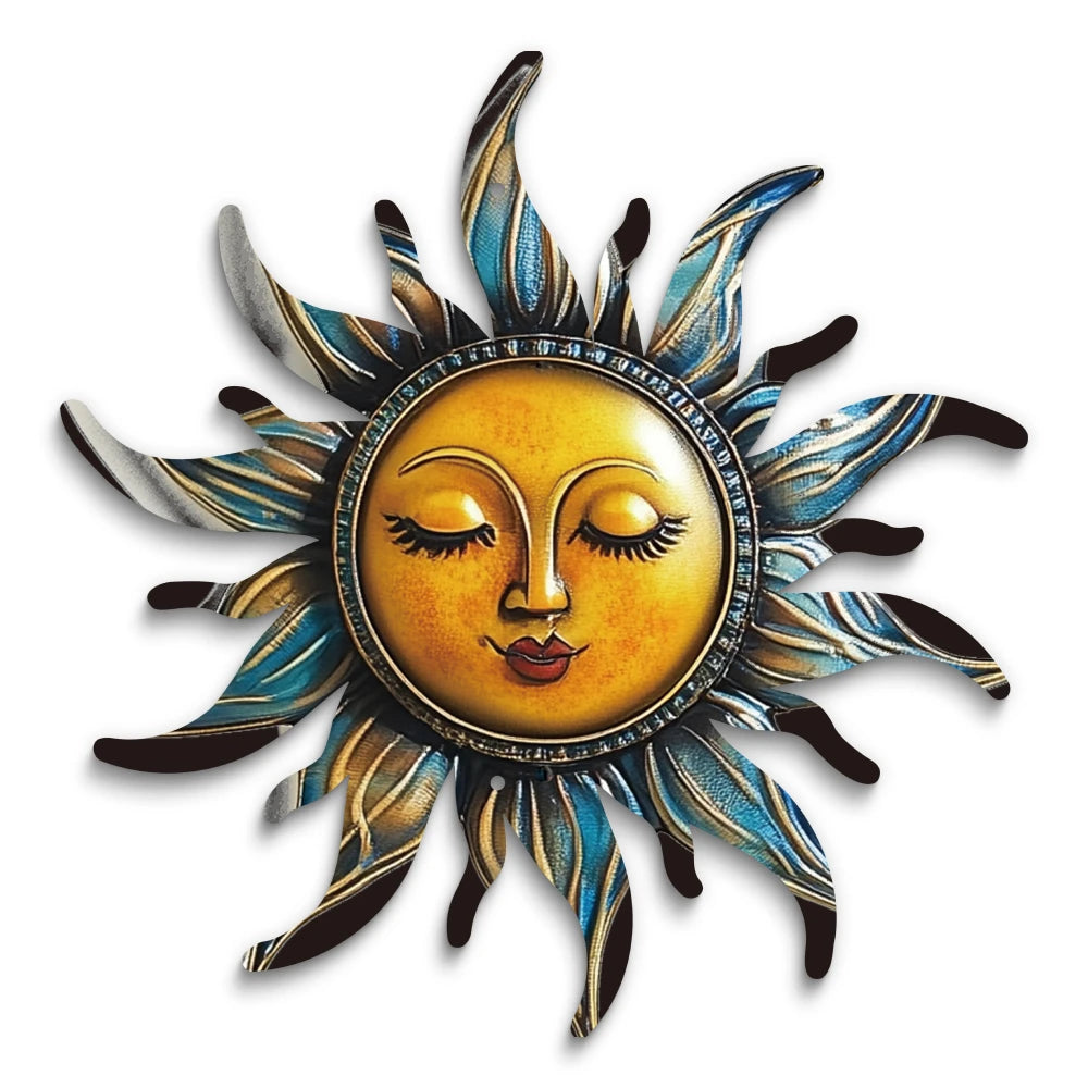 Putuo Decor 1pc Sun Shaped Metal Sign Outdoor Plaque Decoration, Outdoor Wall Art Decor for Home Farmhouse Garden Backyard, Gift