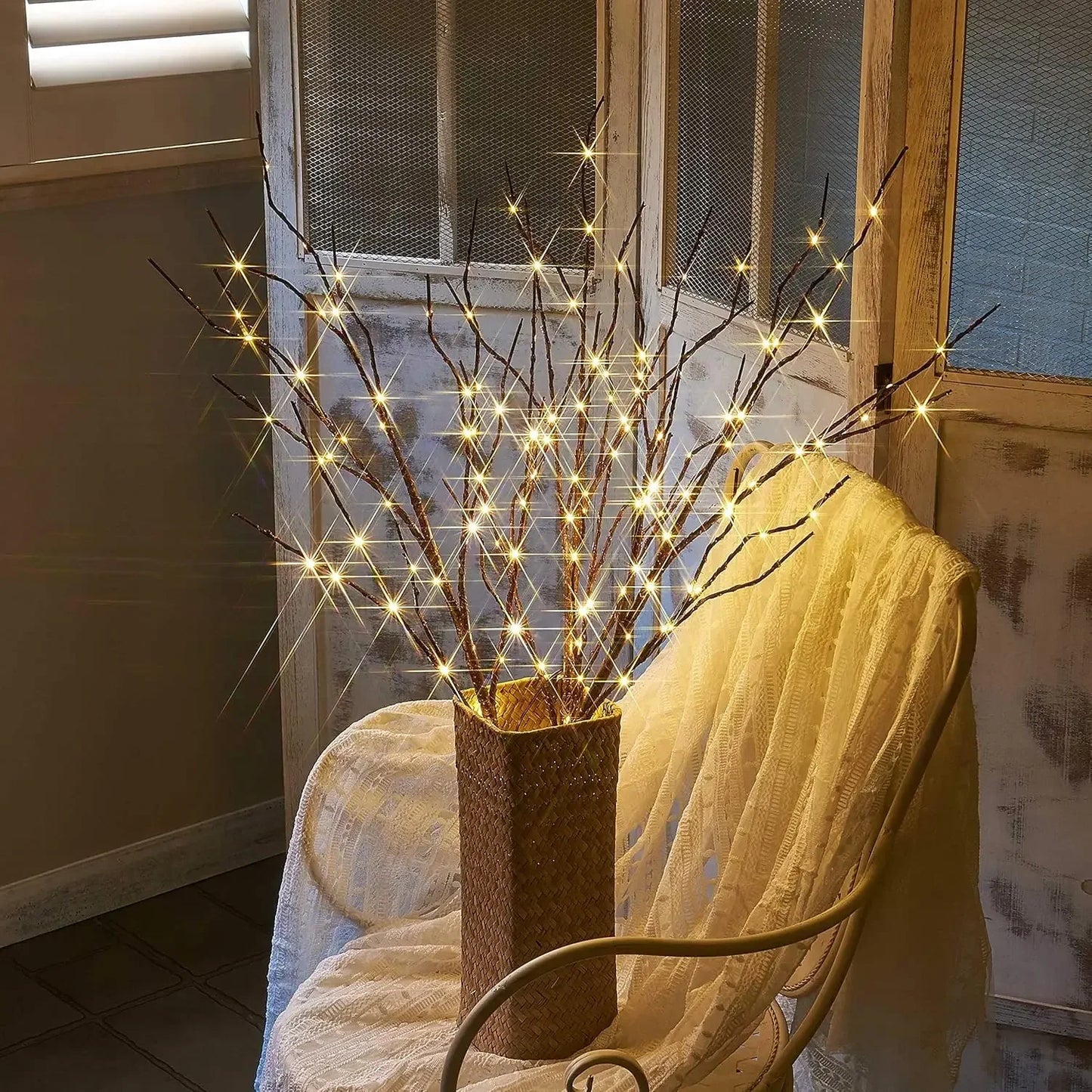 Lighted Twig Brown Branch with Fairy Lights 32in 150 LED Plug in Lighted Willow Branch for Christmas Wedding Party Decoration