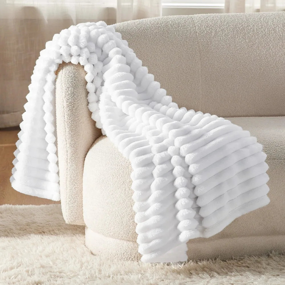 Bedsure GentleSoft White Throw Blanket for Couch - Cozy Blanket for Women, Cute Fleece Throws for Girls Sofa Couch Cover
