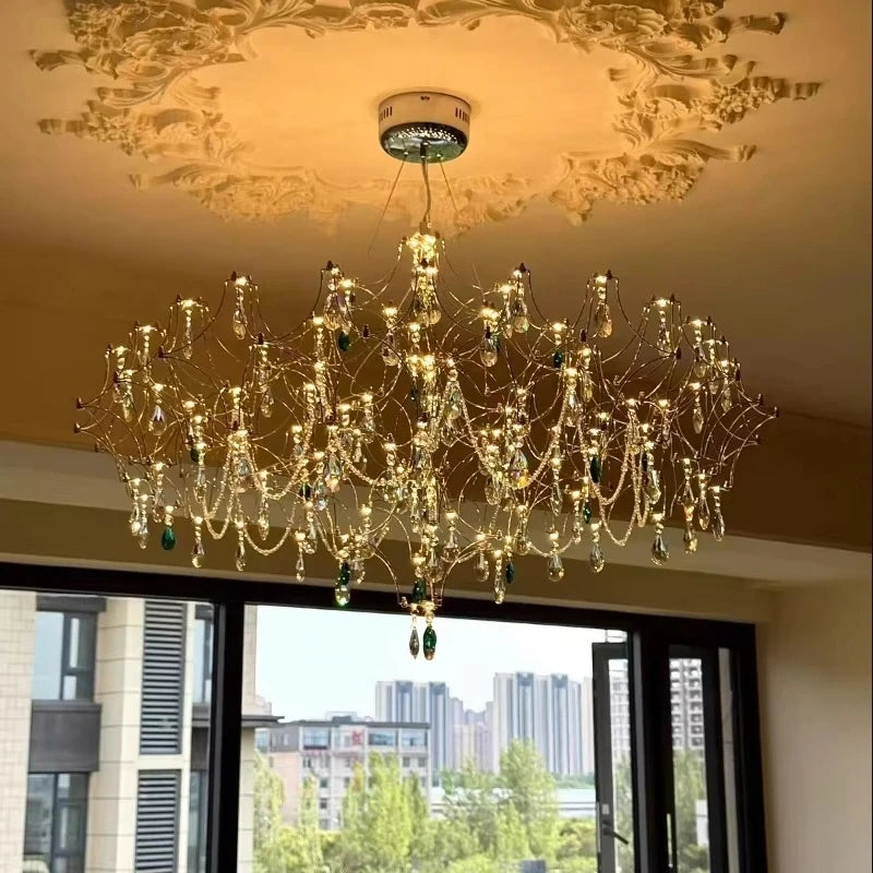 New Stainless Steel Crystal Ceiling Chandelier Led Lamps Living Room Personalized Firefly Shape Restaurant Villa Lights
