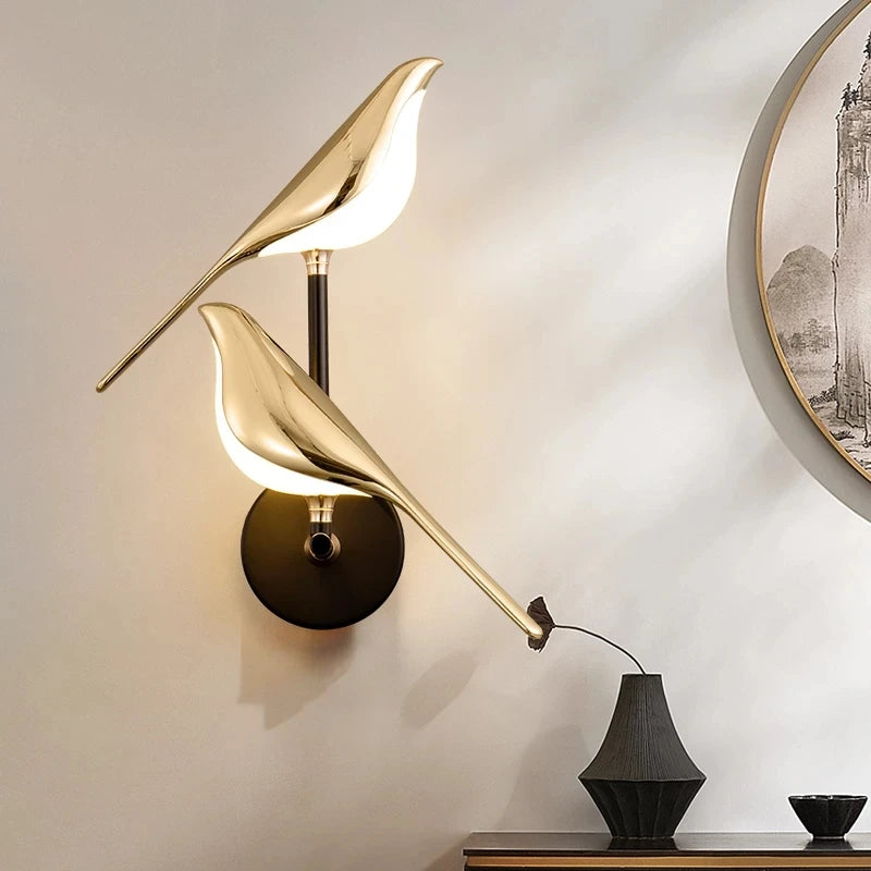 Ceiling Chandelier Nordic LED Bird Wall Lamp Living Room Hanging Lights Rotatable Pendant Light Bedside Indoor Decoration Lustre