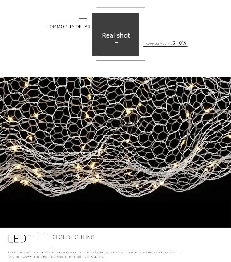 Danish Designer Pendant Lights LED Iron Mesh Cloud Chandeliers Staircase Industrial Loft Ceiling Lamps Corridor for Living Room