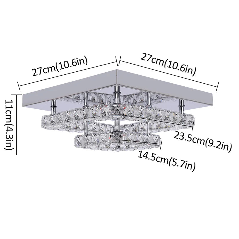 Modern LED Crystal Chandelier Lighting Mirror Rings  Ceiling Lamp for Living Room Kitchen Luminaire Home Decor Light Fixture