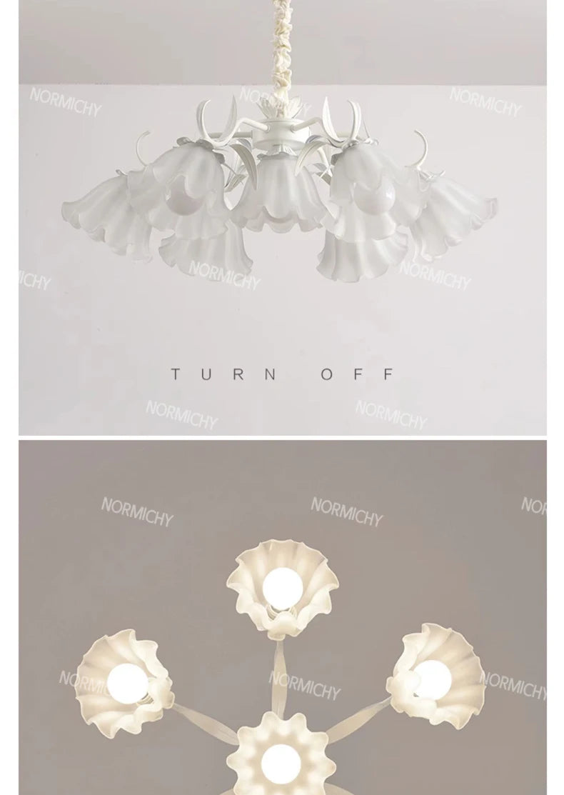Special Promotions modern led white Flower glass suspended ceiling light Chandelier lustre Child room Bedroom Pendant lamps