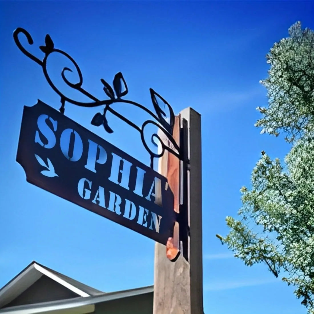 Customizable Metal Outdoor Garden Wall Decor - Personalized Name Stakes & Wall-Mounted Hangings.