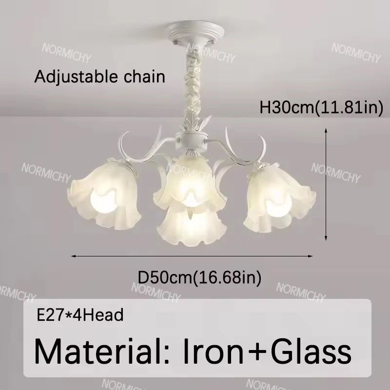 Special Promotions modern led white Flower glass suspended ceiling light Chandelier lustre Child room Bedroom Pendant lamps