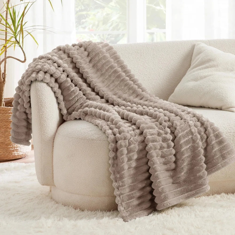 Bedsure GentleSoft White Throw Blanket for Couch - Cozy Blanket for Women, Cute Fleece Throws for Girls Sofa Couch Cover