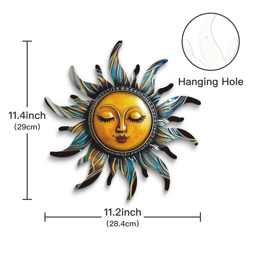 Putuo Decor 1pc Sun Shaped Metal Sign Outdoor Plaque Decoration, Outdoor Wall Art Decor for Home Farmhouse Garden Backyard, Gift