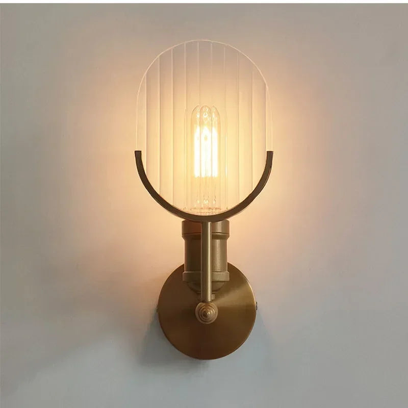 Modern Glass LED Wall Lamp Sconce Led Bedroom Wall Light Fixture for Home Decor Nordic Foyer Living Room Corridor E27 Luminaire