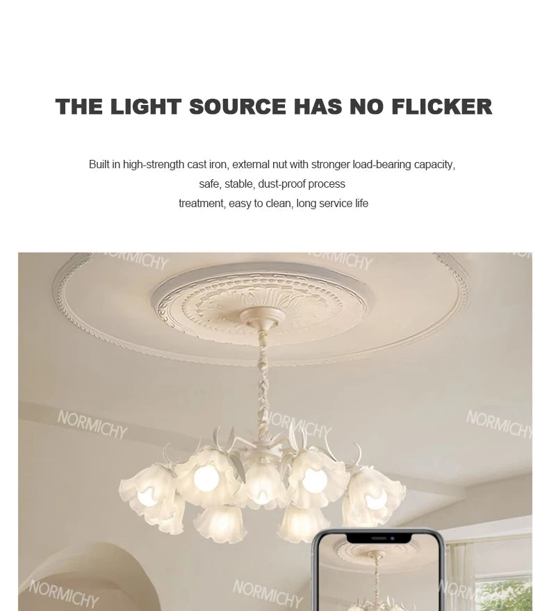 Special Promotions modern led white Flower glass suspended ceiling light Chandelier lustre Child room Bedroom Pendant lamps