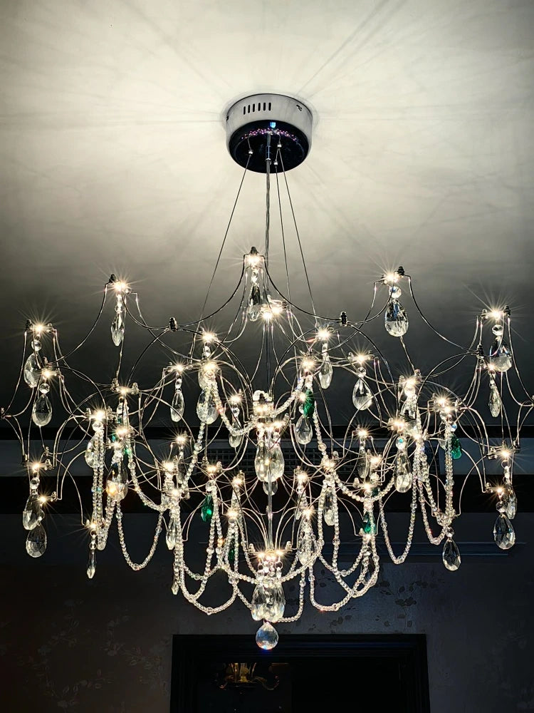 New Stainless Steel Crystal Ceiling Chandelier Led Lamps Living Room Personalized Firefly Shape Restaurant Villa Lights