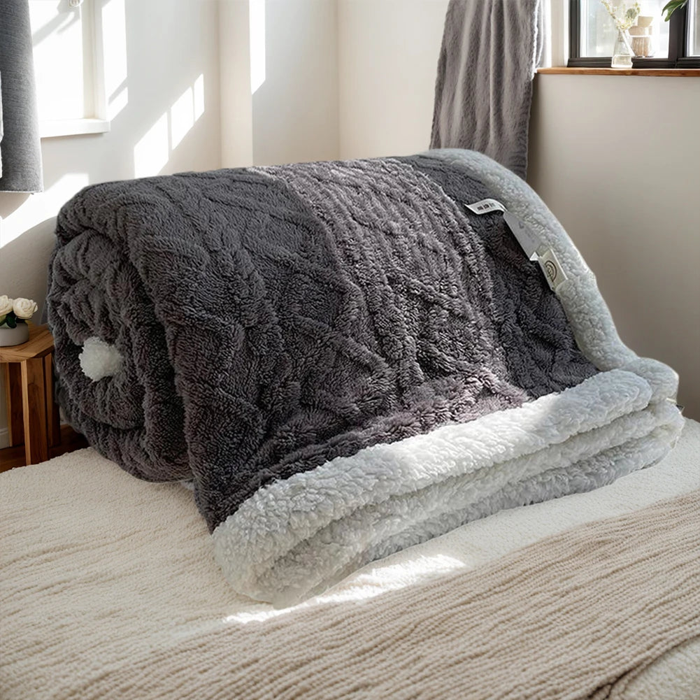 Lamb Fleece Throw Blanket Cozy Home Warm Sofa Blanket Winter Double Sided Throw Sofa Cover Thick Lamb Sleeping Blanket