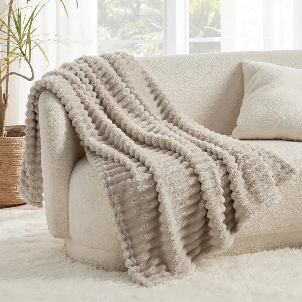 Bedsure GentleSoft White Throw Blanket for Couch - Cozy Blanket for Women, Cute Fleece Throws for Girls Sofa Couch Cover