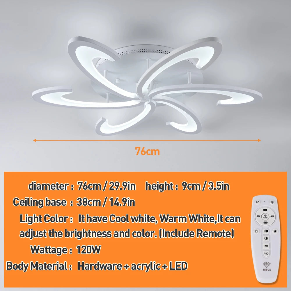 Modern Ceiling Lamp Indoor Acrylic Lustre For Bedroom Living Dining Room Kitchen Led Chandelier RC Dimmable Pendant Light Decor