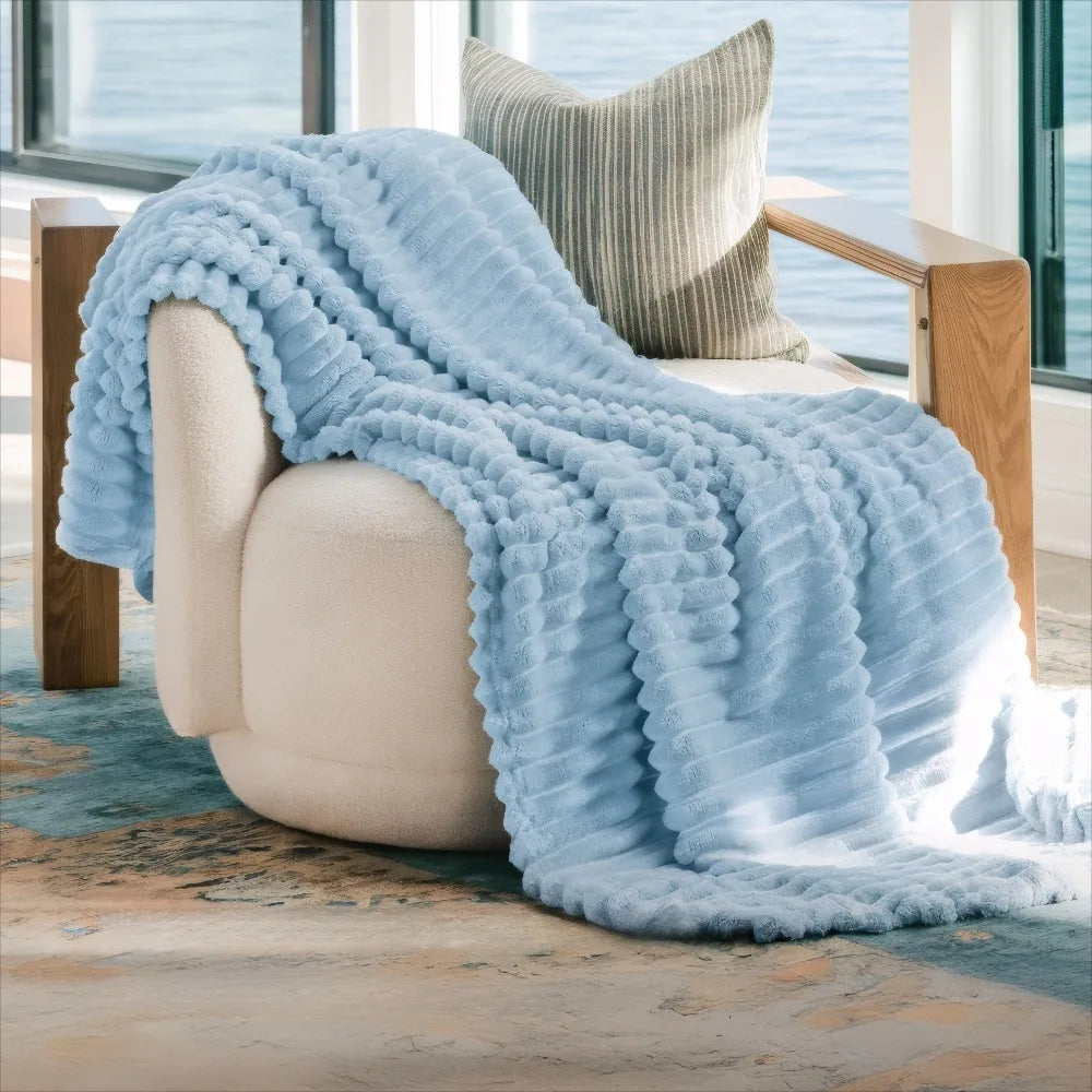 Bedsure GentleSoft White Throw Blanket for Couch - Cozy Blanket for Women, Cute Fleece Throws for Girls Sofa Couch Cover