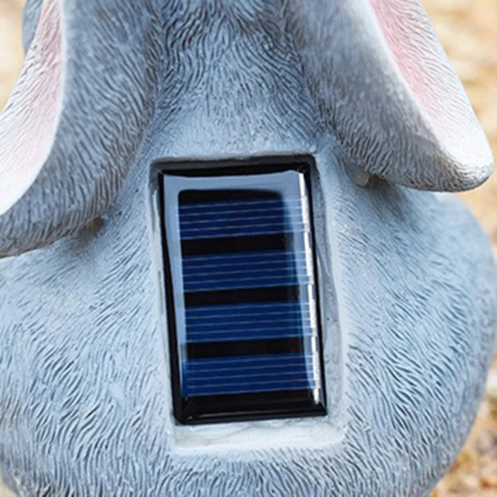 Solar Rabbit Light Rabbits Sculptures Light Waterproof Cute Rabbit Figurine Resin Cartoon for Outdoor Garden Decor