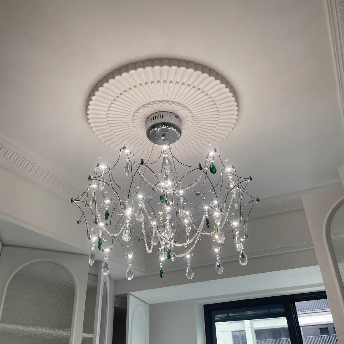New Stainless Steel Crystal Ceiling Chandelier Led Lamps Living Room Personalized Firefly Shape Restaurant Villa Lights